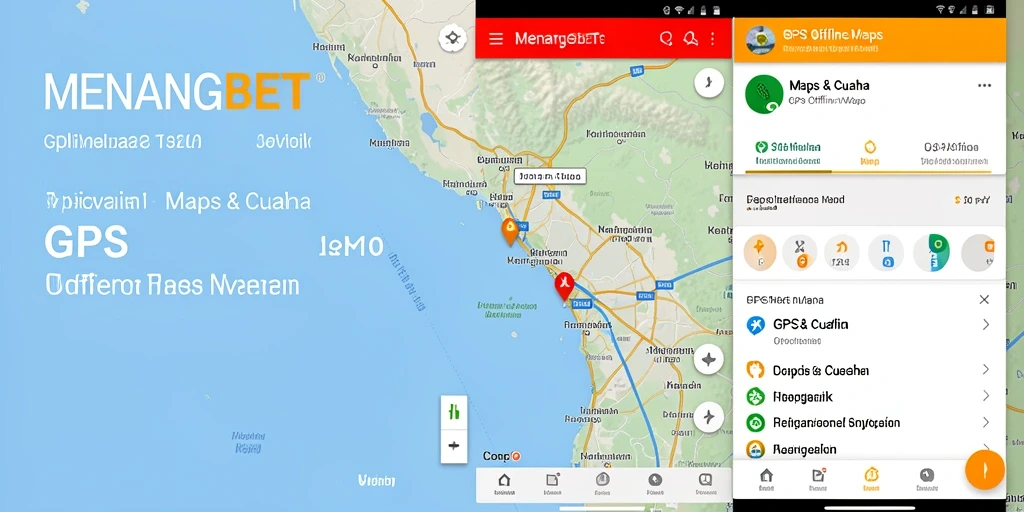 Tampilan antarmuka aplikasi MENANGBET dengan fitur GPS Offline Maps.