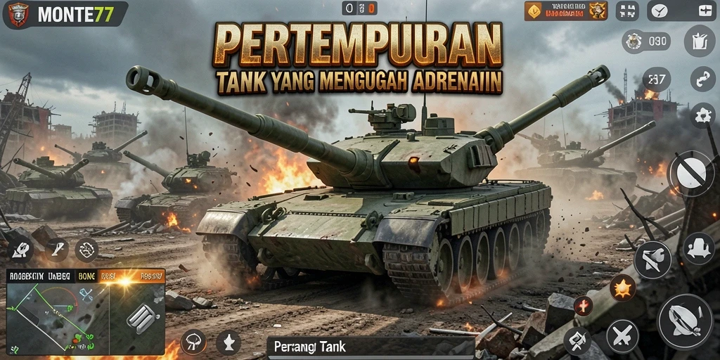 Tampilan antarmuka gameplay yang seru dan futuristik dalam MONTE77.
