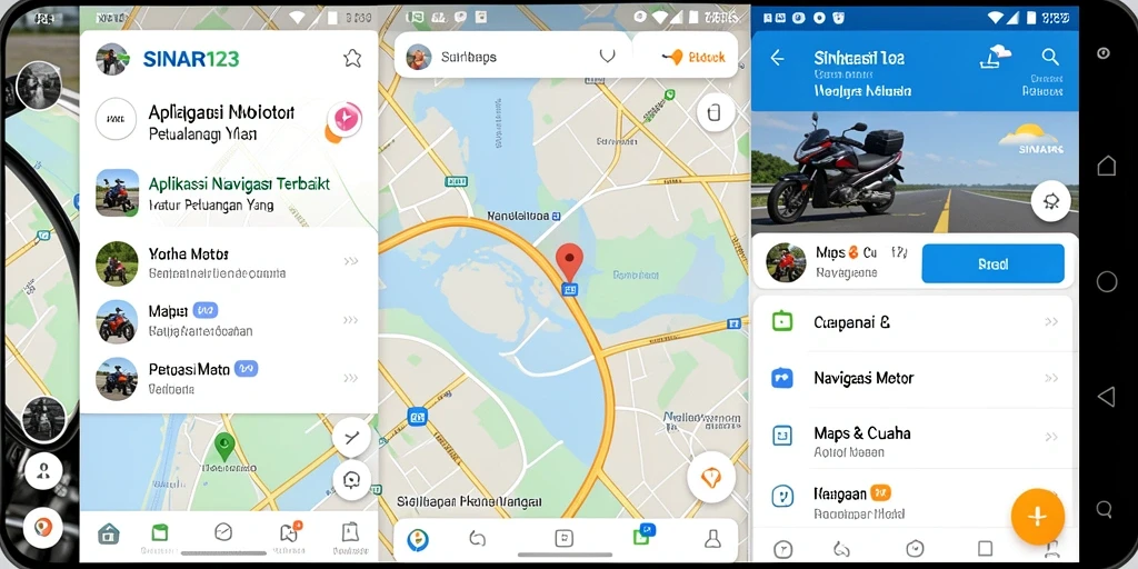 Tampilan antarmuka aplikasi SINAR123 yang memudahkan navigasi motor.