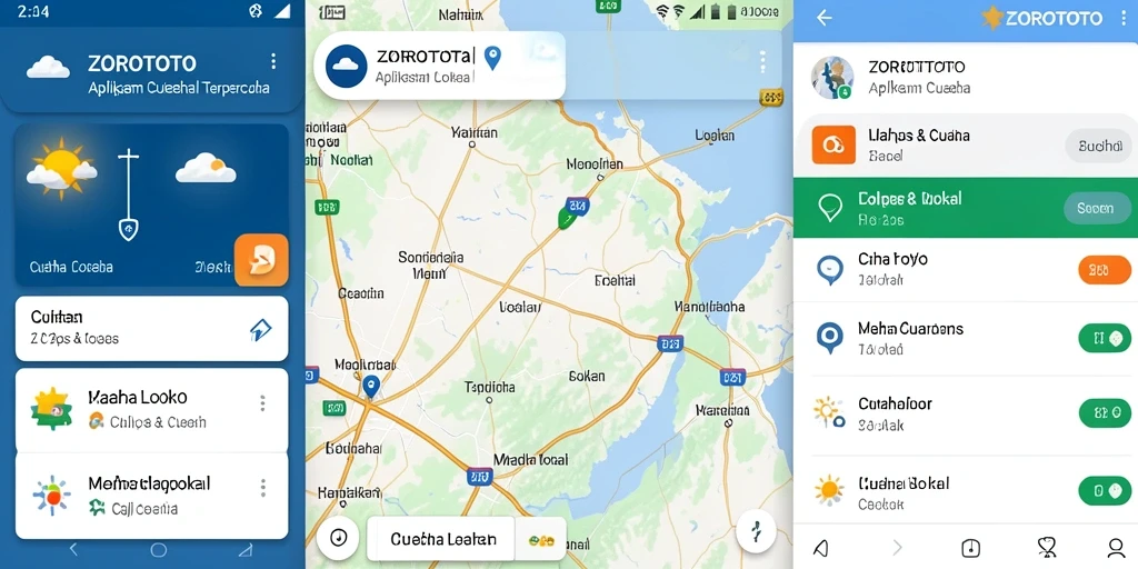 Antarmuka aplikasi ZOROTOTO dengan informasi cuaca lokal yang jelas dan informatif.